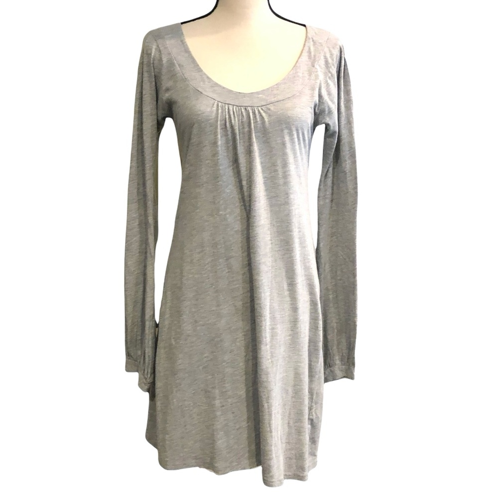 LA MADE HEATHERED GRAY LONG SLEEVE SCOOP NECK T SHIRT DRESS SIZE M